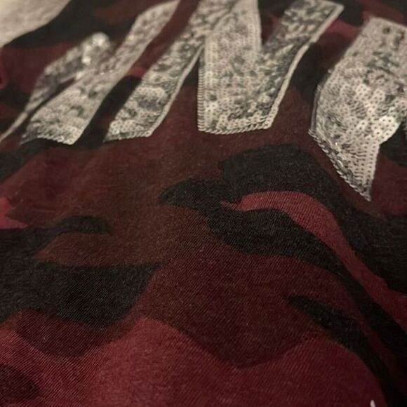 Pink Vs camouflage red bling sequin Sherpa Hoodie hooded sweatshirt jacket Large - Picture 7 of 7